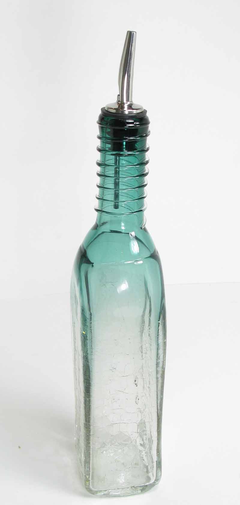 Blown Glass Bottle in Sea Green